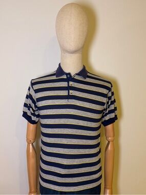 Vintage Garan Boys Striped Polo Shirt Size 14/16